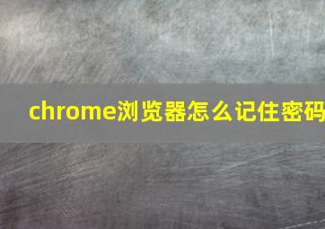 chrome浏览器怎么记住密码