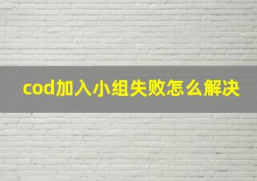 cod加入小组失败怎么解决