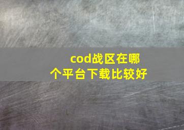 cod战区在哪个平台下载比较好