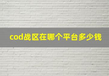 cod战区在哪个平台多少钱