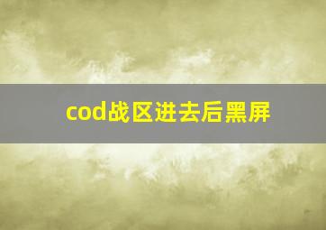 cod战区进去后黑屏