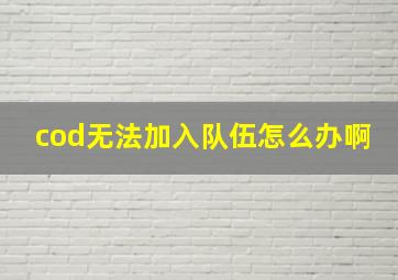 cod无法加入队伍怎么办啊