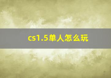 cs1.5单人怎么玩