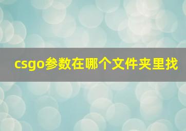 csgo参数在哪个文件夹里找