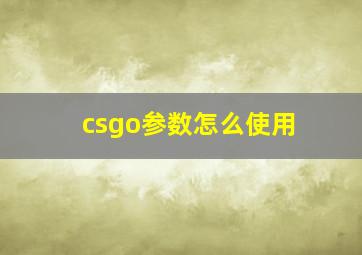 csgo参数怎么使用