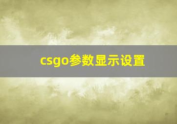 csgo参数显示设置