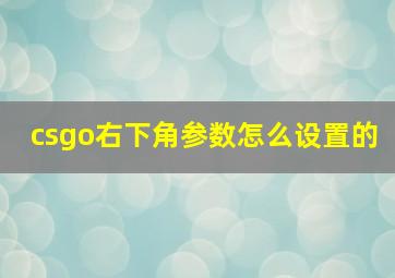 csgo右下角参数怎么设置的