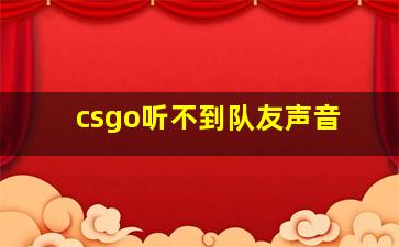 csgo听不到队友声音