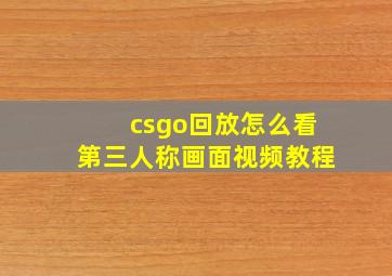 csgo回放怎么看第三人称画面视频教程