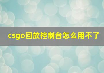 csgo回放控制台怎么用不了