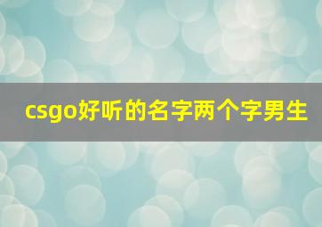 csgo好听的名字两个字男生