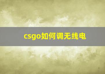 csgo如何调无线电