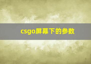 csgo屏幕下的参数