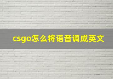 csgo怎么将语音调成英文