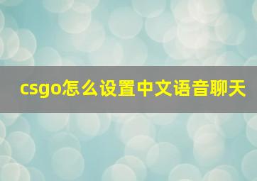 csgo怎么设置中文语音聊天