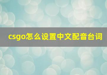 csgo怎么设置中文配音台词