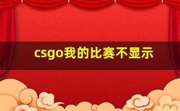 csgo我的比赛不显示