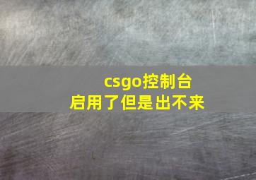 csgo控制台启用了但是出不来