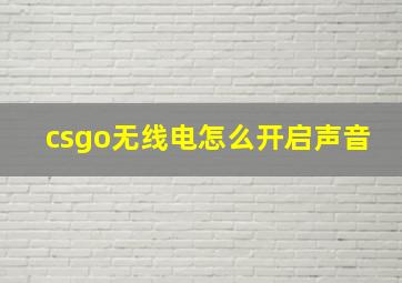 csgo无线电怎么开启声音