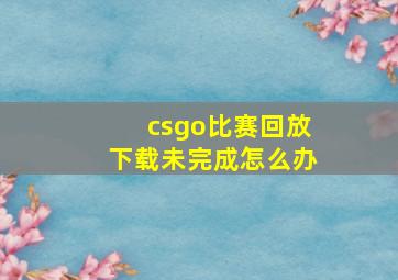 csgo比赛回放下载未完成怎么办