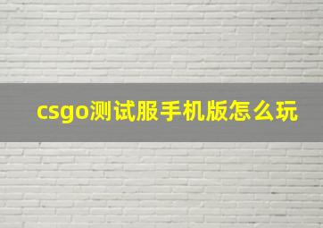 csgo测试服手机版怎么玩