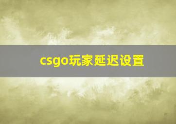 csgo玩家延迟设置