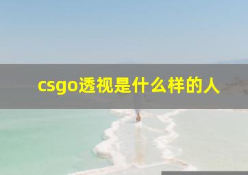 csgo透视是什么样的人