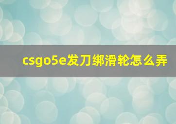 csgo5e发刀绑滑轮怎么弄