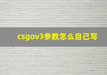 csgov3参数怎么自己写