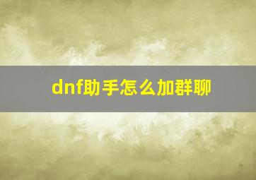 dnf助手怎么加群聊