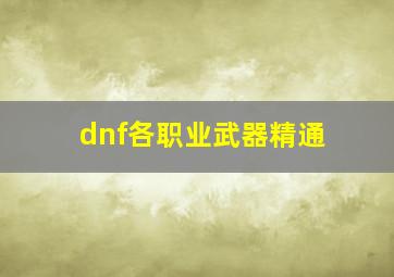 dnf各职业武器精通