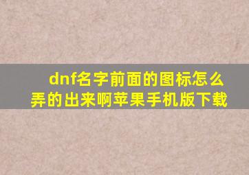 dnf名字前面的图标怎么弄的出来啊苹果手机版下载