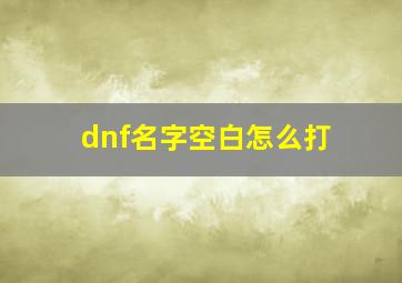 dnf名字空白怎么打