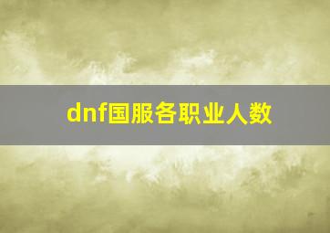 dnf国服各职业人数