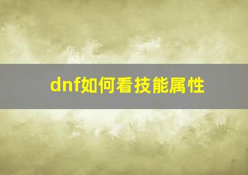 dnf如何看技能属性