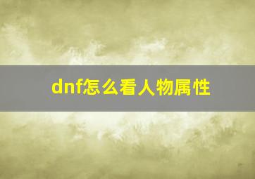 dnf怎么看人物属性