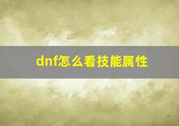 dnf怎么看技能属性