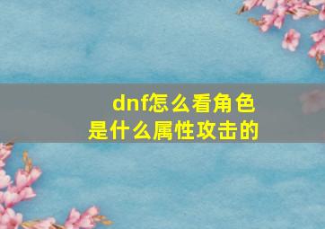 dnf怎么看角色是什么属性攻击的