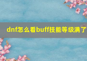 dnf怎么看buff技能等级满了