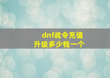 dnf战令充值升级多少钱一个