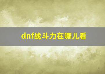 dnf战斗力在哪儿看