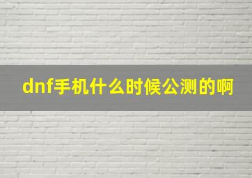 dnf手机什么时候公测的啊