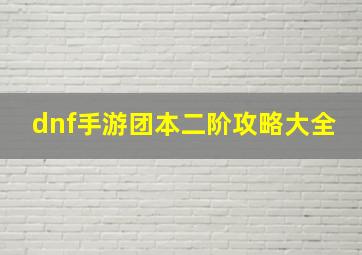 dnf手游团本二阶攻略大全