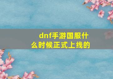 dnf手游国服什么时候正式上线的