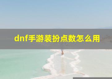 dnf手游装扮点数怎么用