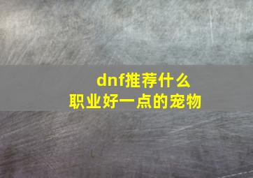 dnf推荐什么职业好一点的宠物