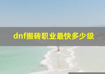 dnf搬砖职业最快多少级