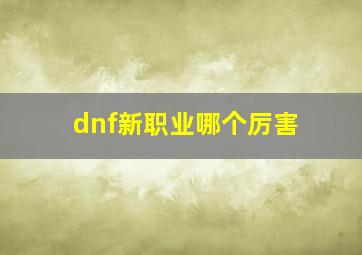 dnf新职业哪个厉害