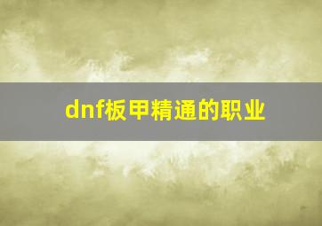 dnf板甲精通的职业