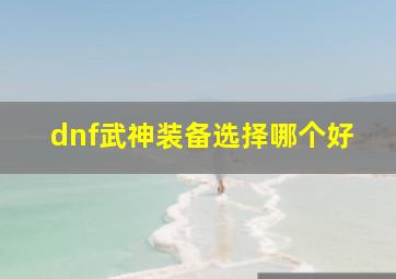 dnf武神装备选择哪个好